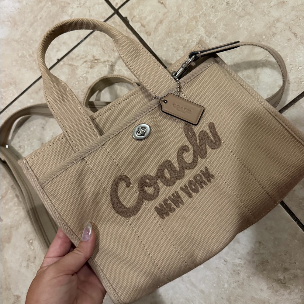 Coach Beige Canvas Mini Tote with Logo